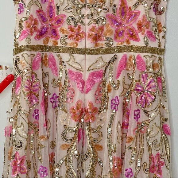 Mac Duggal 5671 Size 16 V-Neck Oyster Floral Embellished Spaghetti Strap Gown - Picture 7 of 12